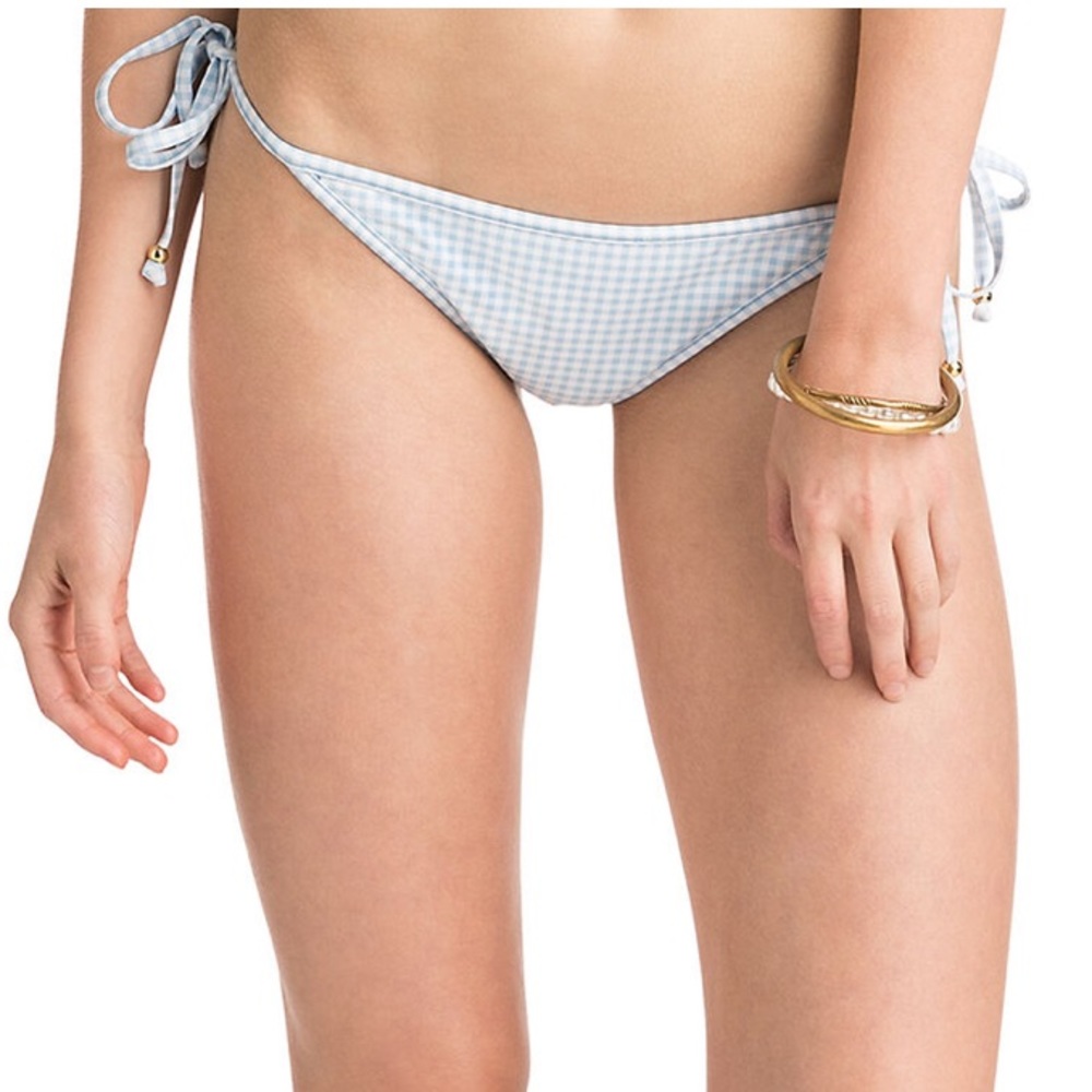 NWT Vineyard Vines Pastel Blue Multi Patchwork Gingham Reverse Bikini Bottoms XL - Picture 7 of 13